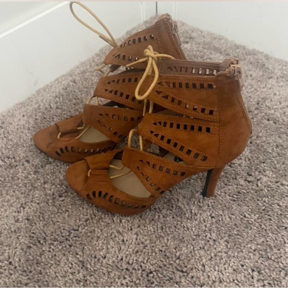 Rue21 Tan Lace-Up Heeled Sandals